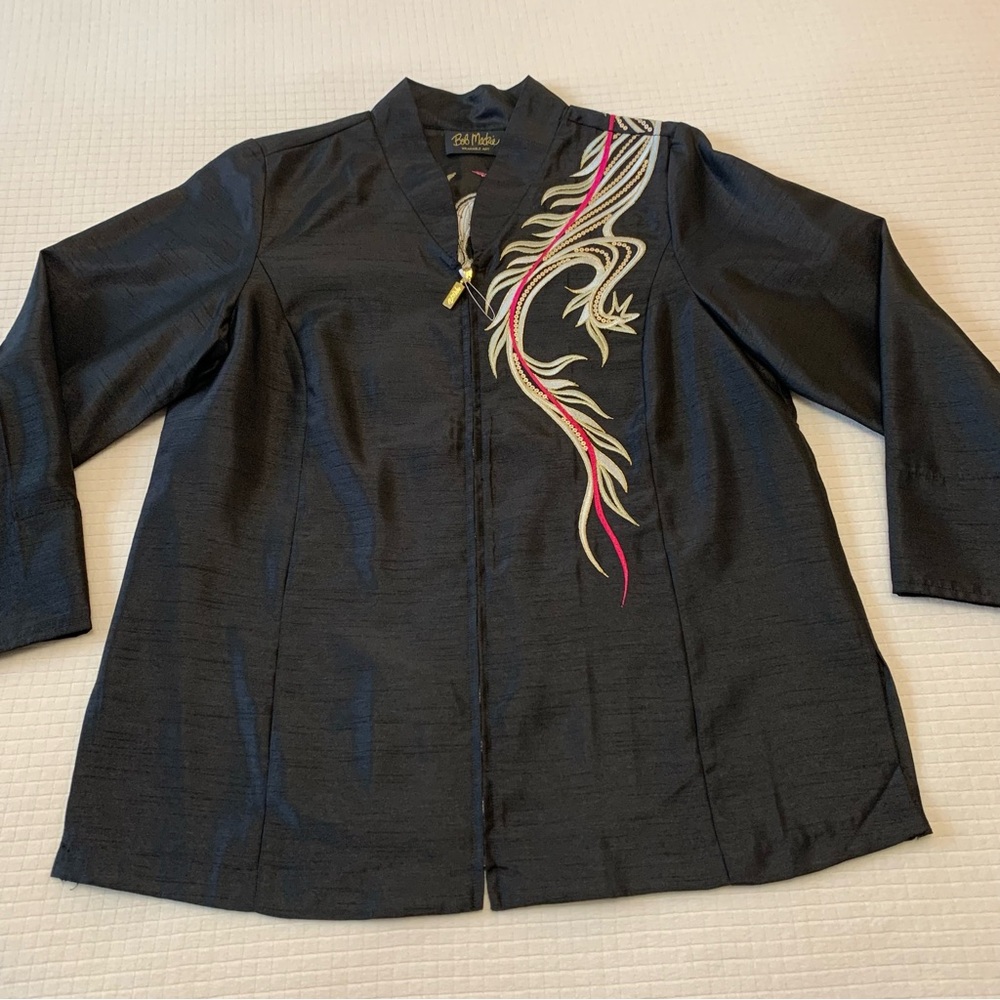 Bob Mackie Wearable Art embroidered dragon jacket/top - Picture 5 of 15